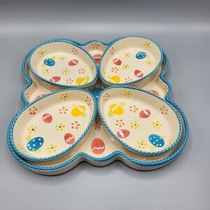 Temptations Old World Blue Easter Egg Platter with 4 Egg Bowls